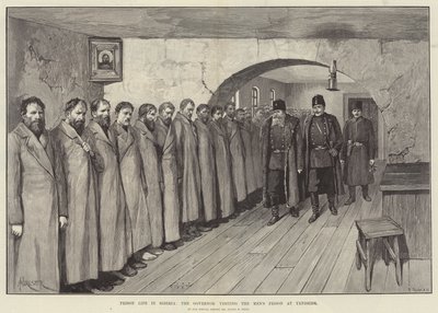 Gevangenisleven in Siberië, de Gouverneur bezoekt de Mannengevangenis in Yeniseisk door Amedee Forestier